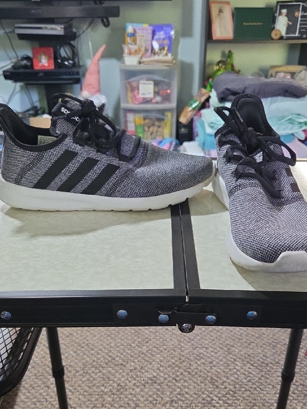 adidas Womens Black and Gray Knit Sneakers